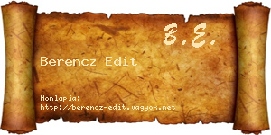 Berencz Edit névjegykártya